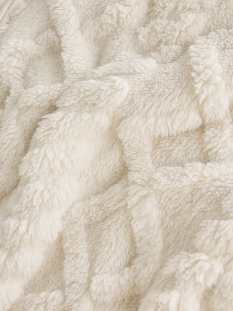 Cream Borg Half Zip Chunky Cable Fleece - Image 8 of 8 Cream Borg Half Zip Chunky Cable Fleece - Image 8 of 8