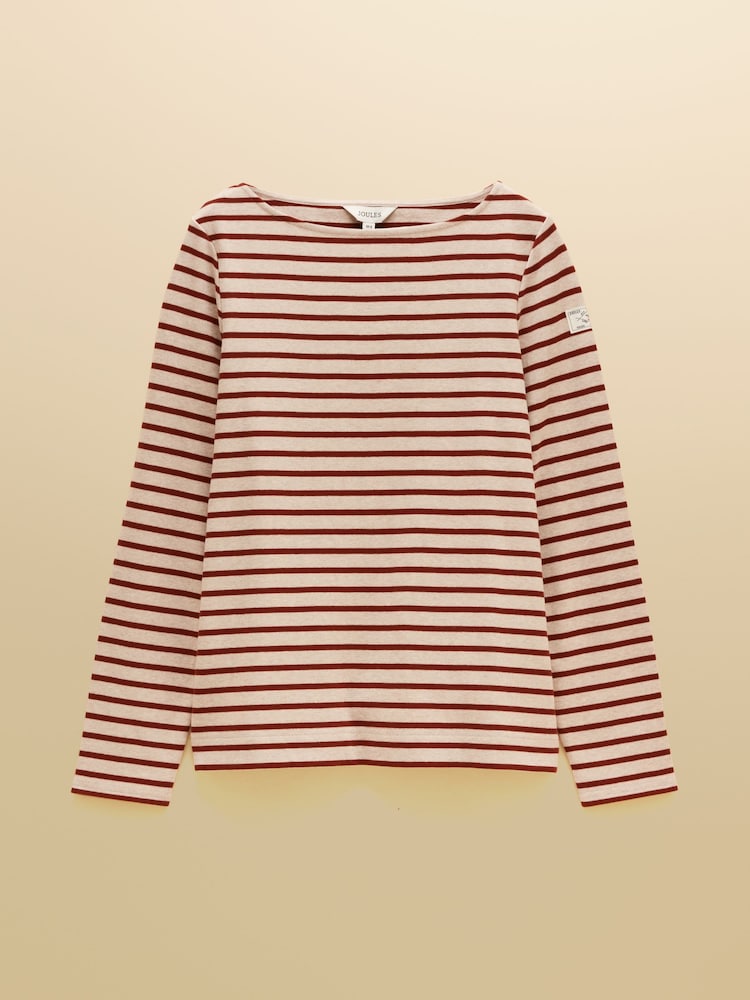Joules Harbour Oat Marl/Russet Long Sleeve Striped Boat Neck Breton Top - Image 6 of 6 Joules Harbour Oat Marl/Russet Long Sleeve Striped Boat Neck Breton Top - Image 6 of 6