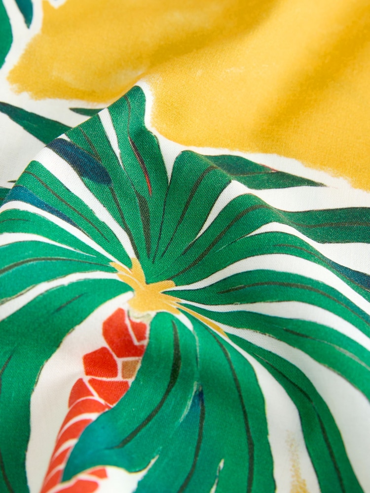 Ochre Yellow All Over Print Palms Short Sleeve Revere Collar Shirt (3-16yrs) - Image 4 of 4 Ochre Yellow All Over Print Palms Short Sleeve Revere Collar Shirt (3-16yrs) - Image 4 of 4