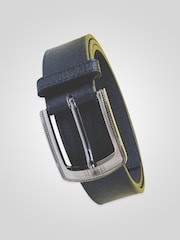 D555 Black SAMUEL Large Buckle Faux 3.9cm Width Leather Belt - Image 1 of 6