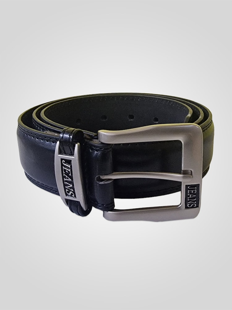 D555 Black KENNY Jeans Logo Faux 3.8cm Width Leather Belt - Image 2 of 6 D555 Black KENNY Jeans Logo Faux 3.8cm Width Leather Belt - Image 2 of 6