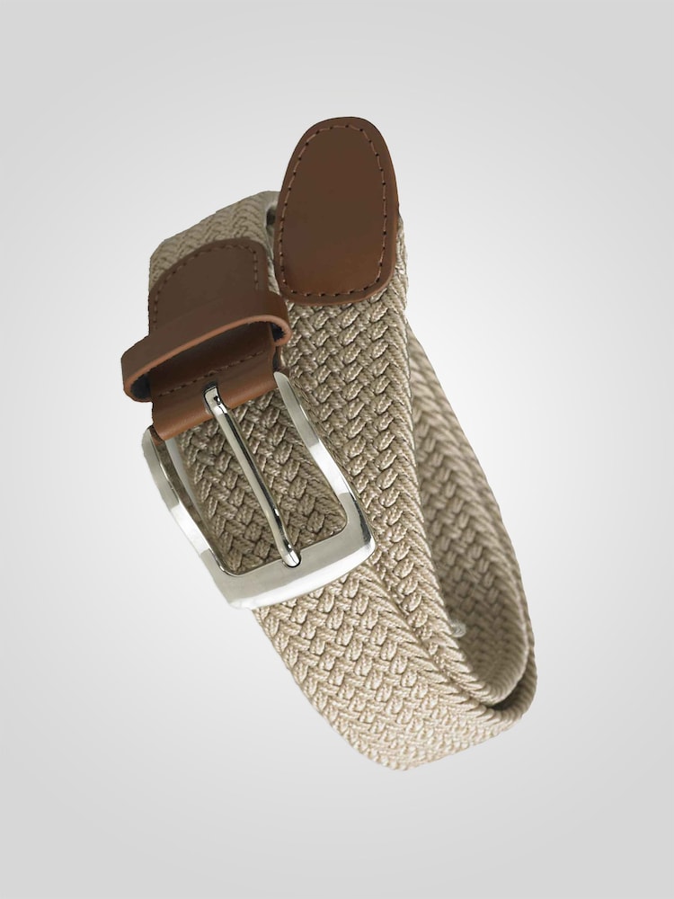 D555 Cream DANI Stretch Braided Belt - Image 1 of 6 D555 Cream DANI Stretch Braided Belt - Image 1 of 6