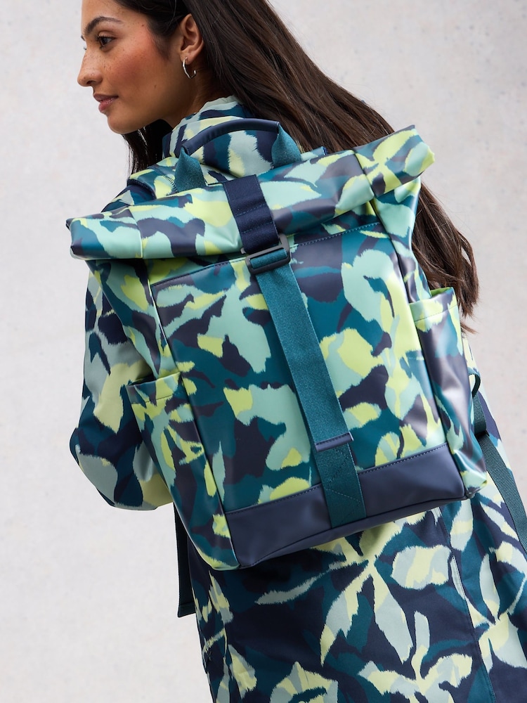 White Stuff Blue Alex Rubberised Backpack - Image 1 of 4