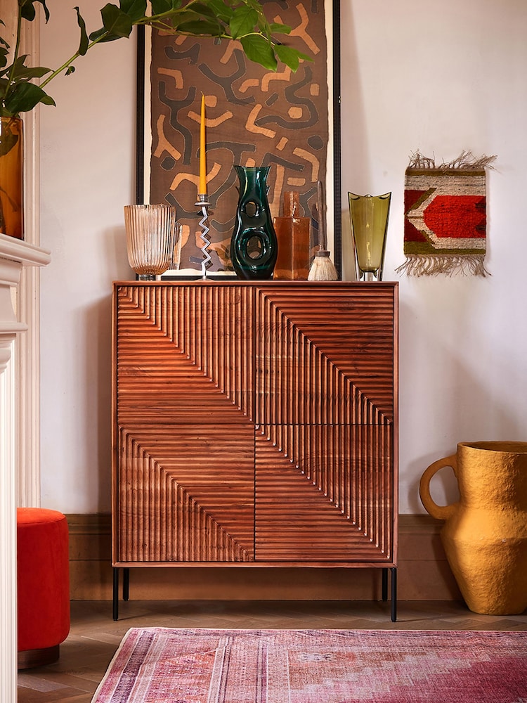 Swoon Mid Brown Seville Acacia Wood Four Door Cabinet - Image 1 of 6