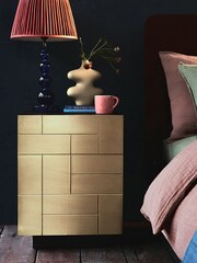 Swoon Mid Brown Piet Mango Wood One Door Bedside Table - Image 1 of 6