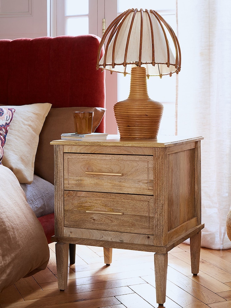 Swoon Light Brown Claudine Mango Wood Two-Drawer Bedside Table - Image 1 of 6
