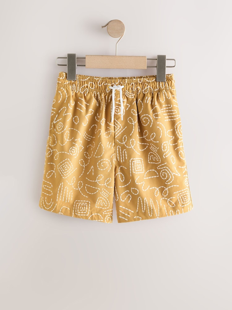 Ochre Yellow Printed Swim Shorts (3-16yrs) - Image 1 of 4 Ochre Yellow Printed Swim Shorts (3-16yrs) - Image 1 of 4