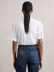 Reiss Ivory Aurelia Cotton Muslin Frill-Neck Top - Image 5 of 6