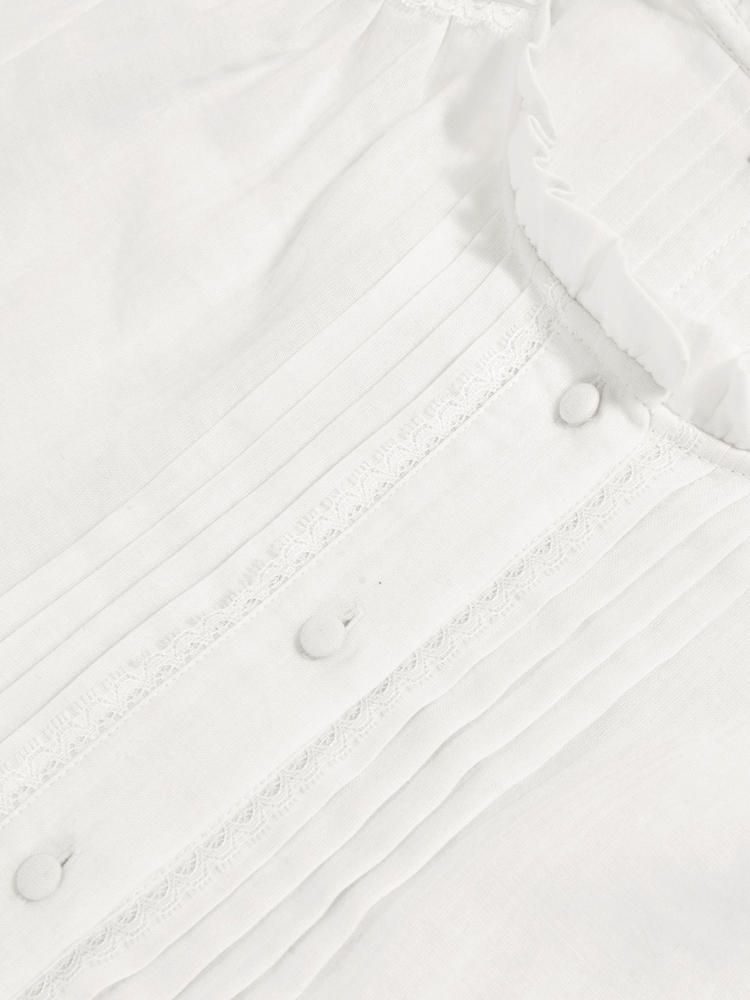 Reiss Ivory Aurelia Cotton Muslin Frill-Neck Top - Image 6 of 6