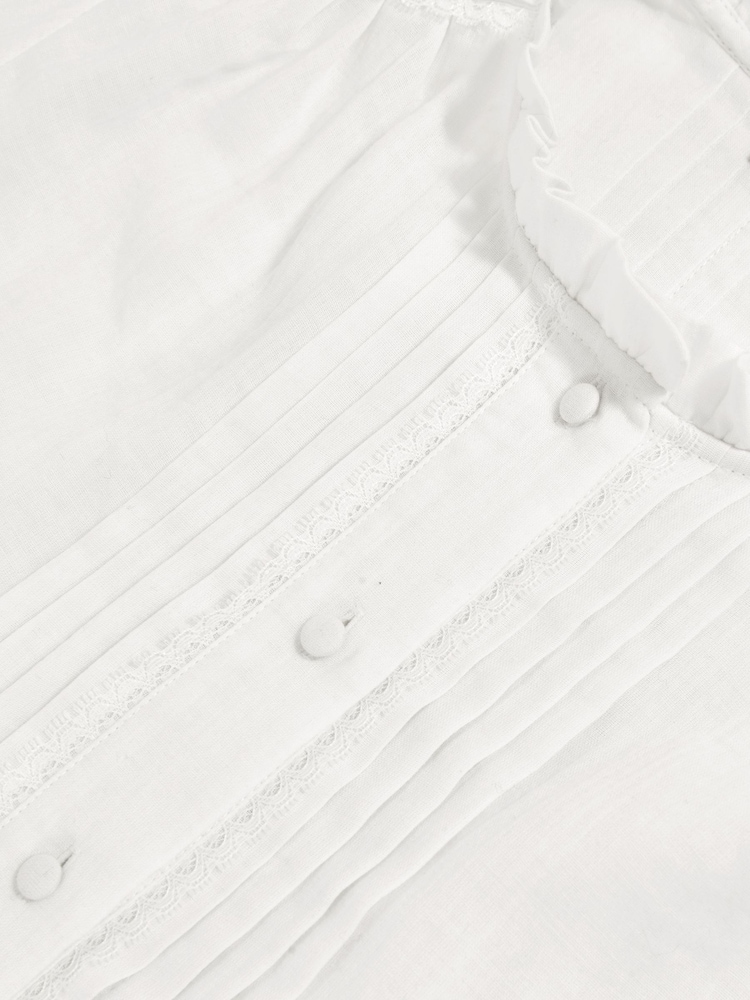 Reiss Ivory Aurelia Cotton Cheesecloth Pleated Top - Image 7 of 7