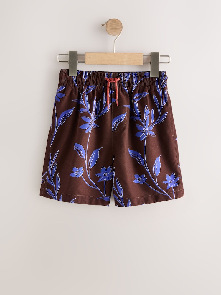 棕色 - 印花游泳短裤（3-16岁） - 图片1 / 4
