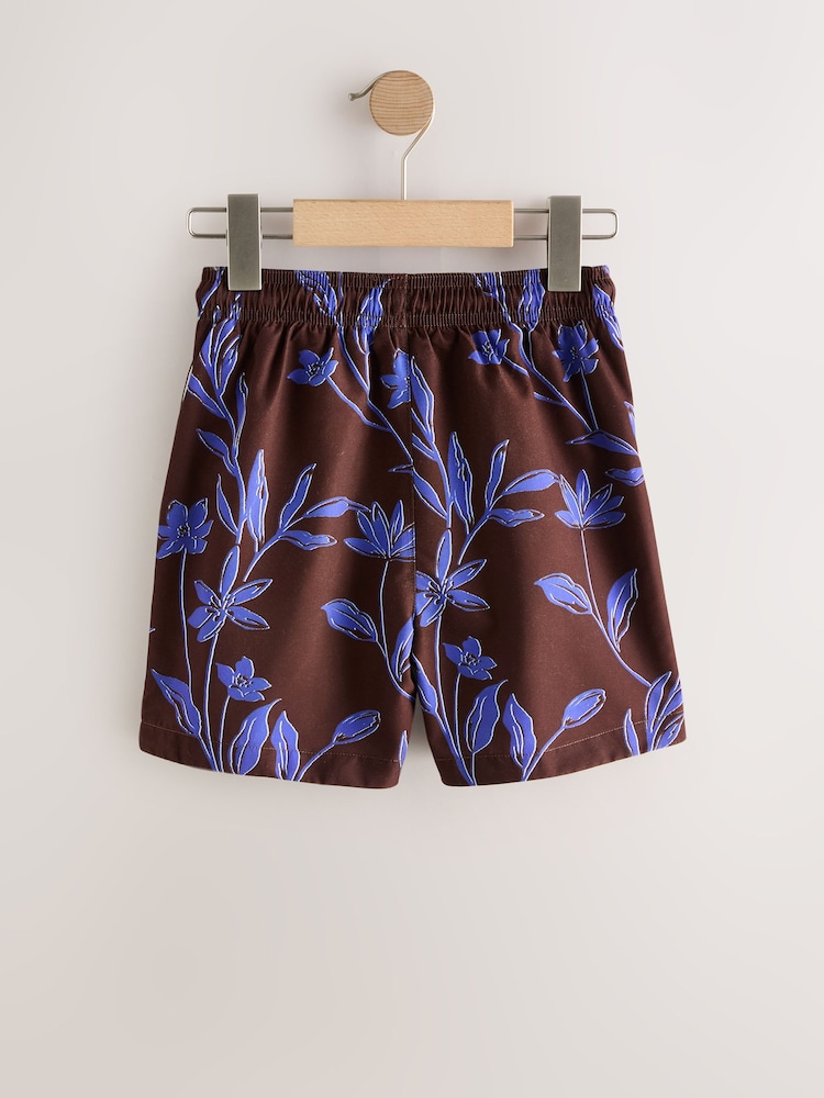 棕色 - 印花游泳短裤（3-16岁） - 图片2 / 4