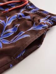 棕色 - 印花游泳短裤（3-16岁） - 图片4 / 4