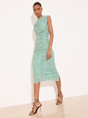 Lipsy Mint Textured Burnout Midi Dress - Imagen 3 de 5
