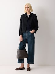 Jigsaw Blue Wool Cashmere Blend Collar Top - Image 3 of 7