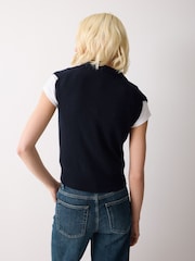 Jigsaw Blue Wool Cashmere Blend Collar Top - Image 5 of 7