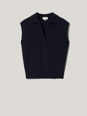 Jigsaw Blue Wool Cashmere Blend Collar Top - Image 7 of 7