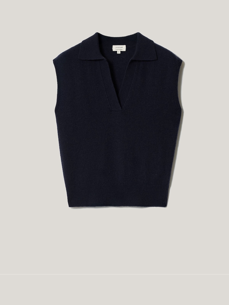 Jigsaw Blue Wool Cashmere Blend Collar Top - Image 7 of 7