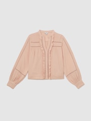 Reiss Pale Pink Clemmie Cotton Cheesecloth Long-Sleeve Top - Image 2 of 6