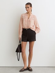 Reiss Pale Pink Clemmie Cotton Cheesecloth Long-Sleeve Top - Image 3 of 6