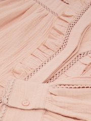 Reiss Pale Pink Clemmie Cotton Cheesecloth Long-Sleeve Top - Image 6 of 6