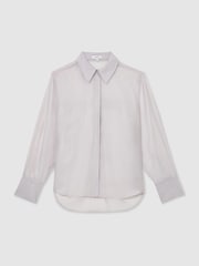 Reiss Blue Ally Sheer Striped Long-Sleeve Shirt - Image 2 of 7