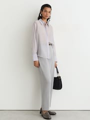 Reiss Blue Ally Sheer Striped Long-Sleeve Shirt - Image 4 of 7