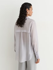 Reiss Blue Ally Sheer Striped Long-Sleeve Shirt - Image 5 of 7