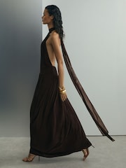 Atelier Chiffon Draped Halterneck Maxi Dress - Image 1 of 7