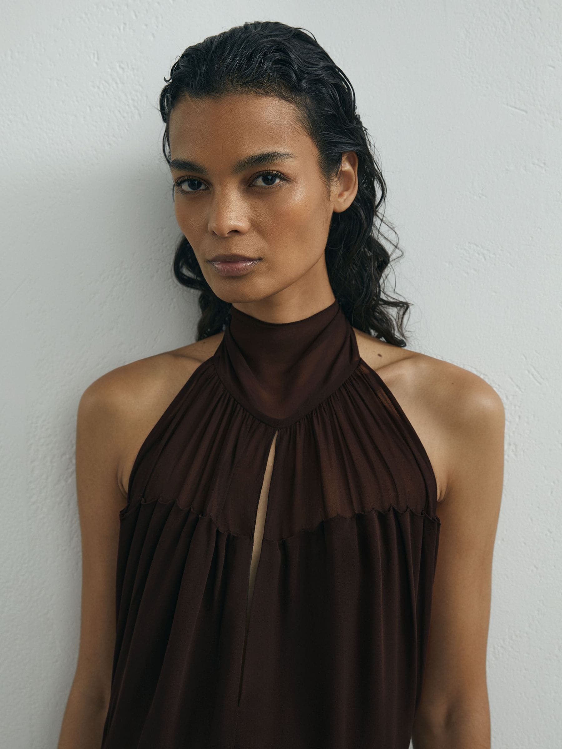 Buy Atelier Chiffon Draped Halterneck Maxi Dress from Next USA