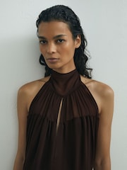 Atelier Chiffon Draped Halterneck Maxi Dress - Image 3 of 7