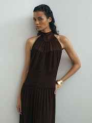 Atelier Chiffon Draped Halterneck Maxi Dress - Image 4 of 7