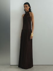 Atelier Chiffon Draped Halterneck Maxi Dress - Image 5 of 7