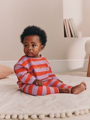 Red/Purple Stripe - Baby-Set mit Top und Leggings, 2 -teiliges Set (0Monate–2Jahre) - Bild 1 von 3