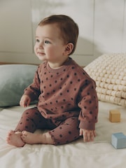 Chocolate Brown Spot Baby Sweatshirt And Legging 2 Piece Set (0mths-2yrs) - Image 1 of 14