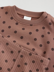 Chocolate Brown Spot Baby Sweatshirt And Legging 2 Piece Set (0mths-2yrs) - Image 11 of 14