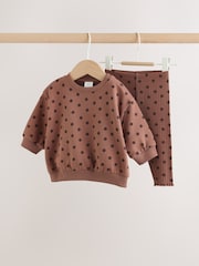 Chocolate Brown Spot Baby Sweatshirt And Legging 2 Piece Set (0mths-2yrs) - Image 4 of 14