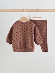 Chocolate Brown Spot Baby Sweatshirt And Legging 2 Piece Set (0mths-2yrs) - Image 5 of 14
