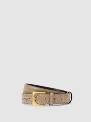 Reiss Belinda skinnbelte med krokodilleeffekt og firkantet spenne - Bilde 2 av 5