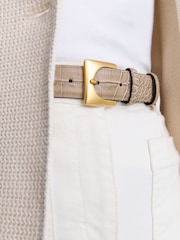 Reiss Belinda skinnbelte med krokodilleeffekt og firkantet spenne - Bilde 4 av 5