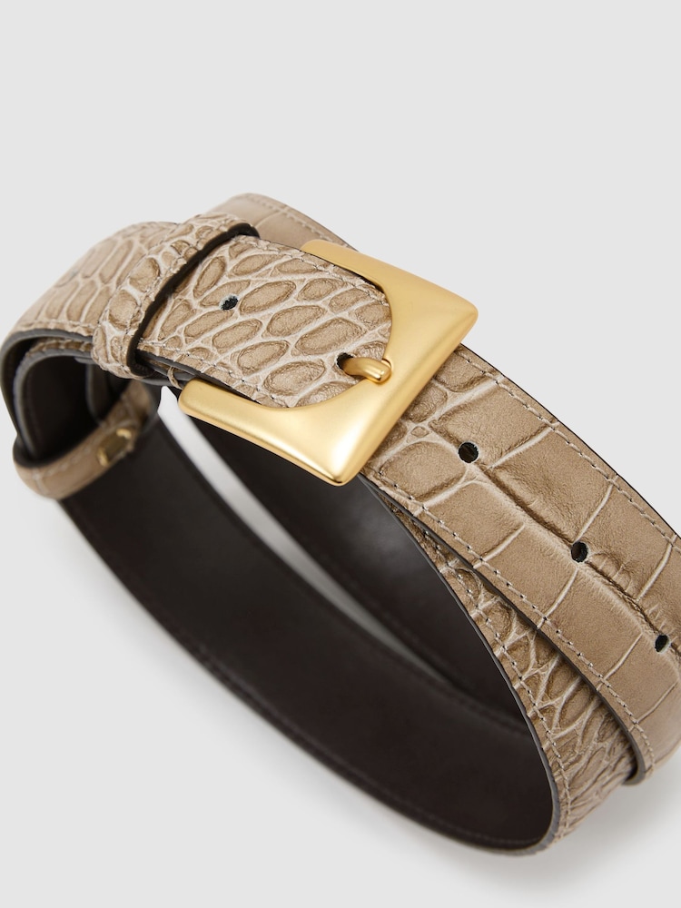 Reiss Belinda skinnbelte med krokodilleeffekt og firkantet spenne - Bilde 5 av 5