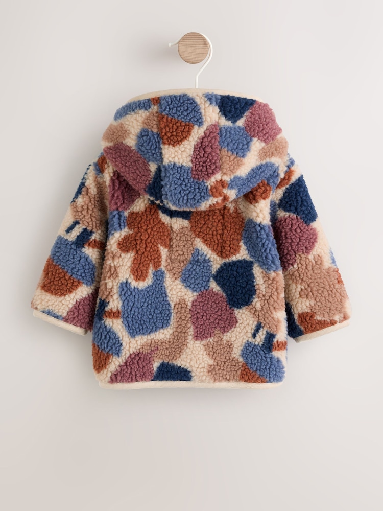 Brown & Blue "Camo" Print Hooded Borg Baby Jacket (0mths-2yrs) - Image 2 of 5 Brown & Blue "Camo" Print Hooded Borg Baby Jacket (0mths-2yrs) - Image 2 of 5