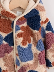 Brown & Blue "Camo" Print Hooded Borg Baby Jacket (0mths-2yrs) - Image 3 of 5