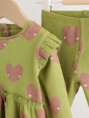 Green Heart Peplum Top and Leggings Baby Set (0mths-2yrs) - Image 10 of 17