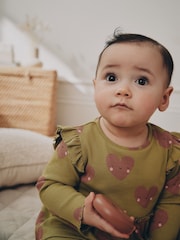 Green Heart Peplum Top and Leggings Baby Set (0mths-2yrs) - Image 3 of 17