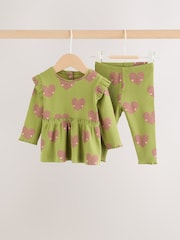 Green Heart Peplum Top and Leggings Baby Set (0mths-2yrs) - Image 4 of 17