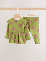 Green Heart Peplum Top and Leggings Baby Set (0mths-2yrs) - Image 5 of 17
