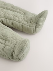 Green Crinkle Bear Face Quilted Baby Pramsuit (0mths-2yrs) - Image 6 of 8