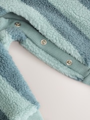 Blue Stripe Borg Button Hooded Baby Pramsuit (0mths-2yrs) - Image 12 of 12