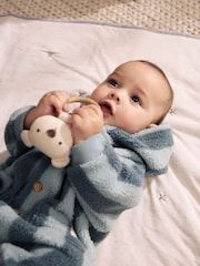 Blue Stripe Borg Button Hooded Baby Pramsuit (0mths-2yrs) - Image 3 of 6